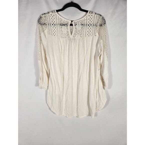 Knox Rose Womens Top Hi Low Cream Boho Lace Whimsy Fairycore XL - Picture 5 of 11